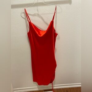 Women Red Midi Silk Dress- Size: Medium ❤️